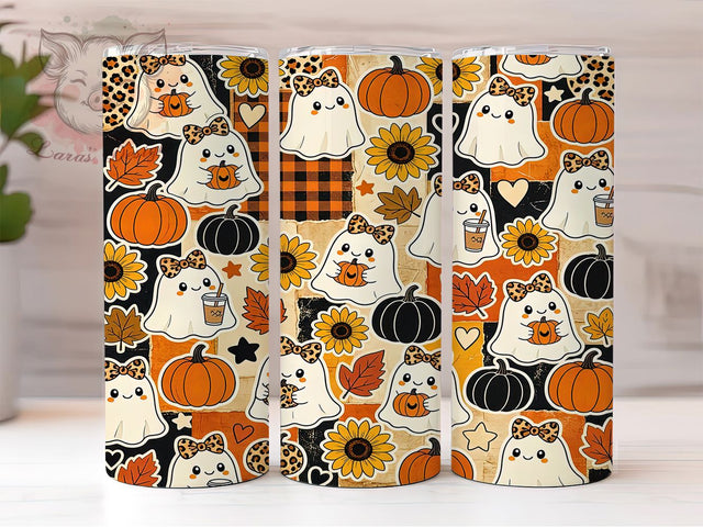 Cute Halloween Fall Pattern 20oz Tumbler, Halloween Pattern, Cute Spooky, Fall Design, Whimsical Style, Festive Autumn, 20oz Wrap, Sublimation Tumbler Sublimation Lara' s Designs 