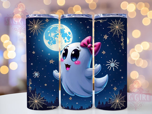 Cute Halloween Ghost 20oz Tumbler Wrap Sublimation Design, Straight Tapered Tumbler Wrap, Ghost Coquette Bow Tumbler Png, Instant Digital Download Sublimation SvggirlplusArt 