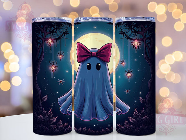 Cute Halloween Ghost 20oz Tumbler Wrap Sublimation Design, Straight Tapered Tumbler Wrap, Ghost Coquette Bow Tumbler Png, Instant Digital Download Sublimation SvggirlplusArt 