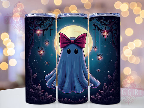 Cute Halloween Ghost 20oz Tumbler Wrap Sublimation Design, Straight Tapered Tumbler Wrap, Ghost Coquette Bow Tumbler Png, Instant Digital Download Sublimation SvggirlplusArt 