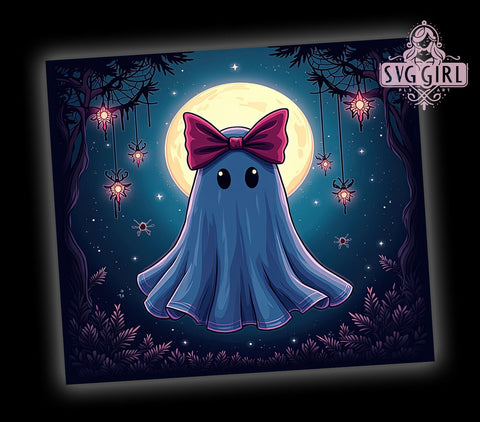 Cute Halloween Ghost 20oz Tumbler Wrap Sublimation Design, Straight Tapered Tumbler Wrap, Ghost Coquette Bow Tumbler Png, Instant Digital Download Sublimation SvggirlplusArt 