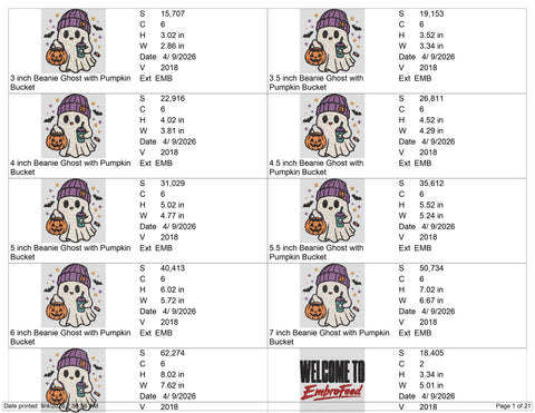 Cute Halloween Ghost Embroidery Design – Ghost Trick or Treat Machine Embroidery File, Pumpkin Candy Spooky Design Embroidery/Applique DESIGNS PatternFeed8 