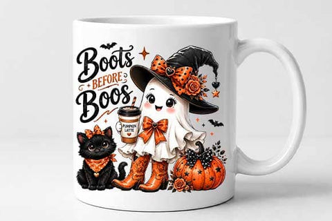 Cute Halloween Ghost PNG Boots Before Boos Digital Download SVG BillahCrafts 
