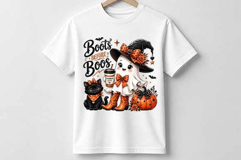 Cute Halloween Ghost PNG Boots Before Boos Digital Download SVG BillahCrafts 