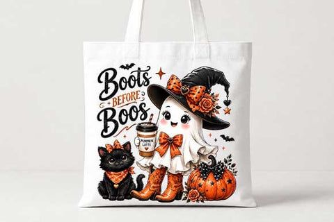 Cute Halloween Ghost PNG Boots Before Boos Digital Download SVG BillahCrafts 