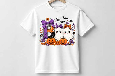 Cute Halloween Ghost Pumpkin Bow PNG, Spooky Digital Download SVG BillahCrafts 