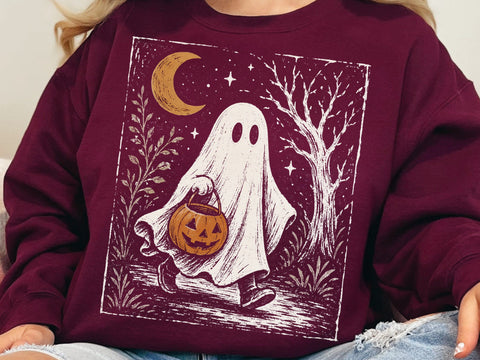 Cute Halloween Ghost Pumpkin Patch PNG SVG DesignDestine 
