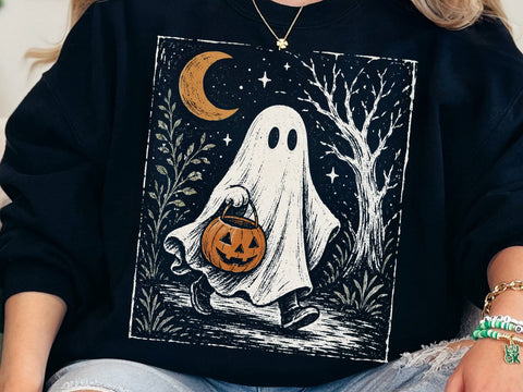 Cute Halloween Ghost Pumpkin Patch PNG SVG DesignDestine 