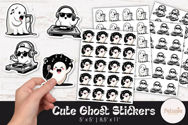 Cute Halloween Ghost Stickers | Halloween Stickers PNG Sublimation Petunia Digital Design 