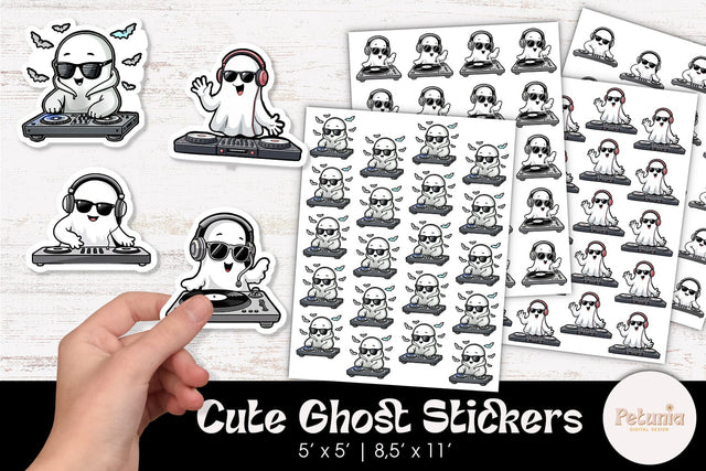 Cute Halloween Ghost Stickers | Halloween Stickers PNG Sublimation Petunia Digital Design 