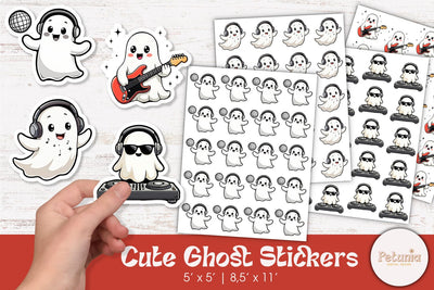 Cute Halloween Ghost Stickers | Halloween Stickers PNG Sublimation Petunia Digital Design 