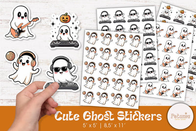 Cute Halloween Ghost Stickers | Halloween Stickers PNG Sublimation Petunia Digital Design 