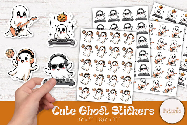 Cute Halloween Ghost Stickers | Halloween Stickers PNG Sublimation Petunia Digital Design 