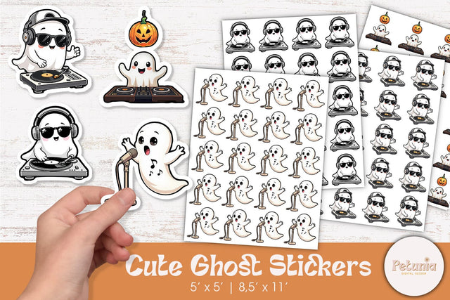 Cute Halloween Ghost Stickers | Halloween Stickers PNG Sublimation Petunia Digital Design 