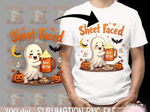 Cute Halloween Ghost Sublimation PNG, Boo Brew Digital Download, Kawaii Spooky Design PNG Sublimation Luvleigh Digitals 