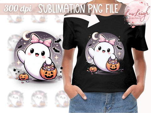 Cute Halloween Ghost Sublimation PNG Sublimation Luvleigh Digitals 