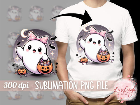 Cute Halloween Ghost Sublimation PNG Sublimation Luvleigh Digitals 