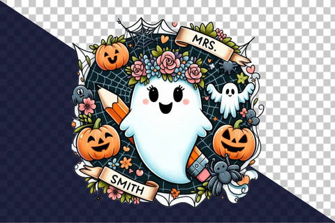 Cute Halloween ghost teacher Clipart Sublimation SVGArt 