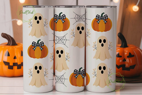 Cute Halloween Ghost Tumbler Wrap Sublimation PixelChick 