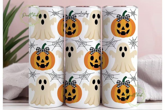 Cute Halloween Ghost Tumbler Wrap Sublimation PixelChick 