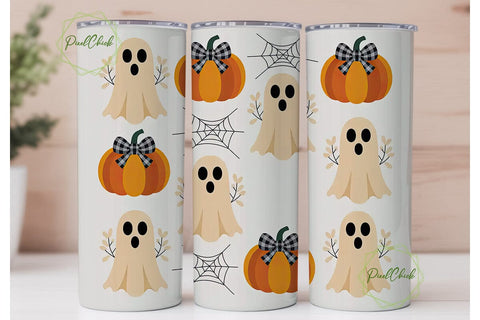 Cute Halloween Ghost Tumbler Wrap Sublimation PixelChick 