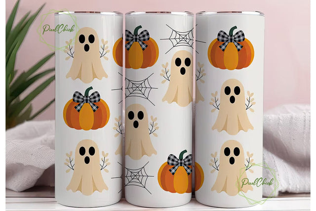 Cute Halloween Ghost Tumbler Wrap Sublimation PixelChick 