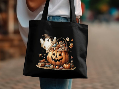 Cute Halloween Ghost with Candy Sublimation PNG Sublimation Luvleigh Digitals 
