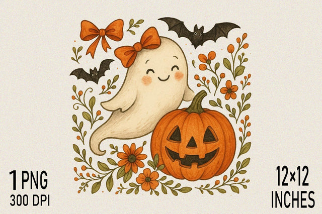 Cute Halloween ghost with friends Sublimation Clipart Sublimation SVGArt 
