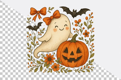 Cute Halloween ghost with friends Sublimation Clipart Sublimation SVGArt 