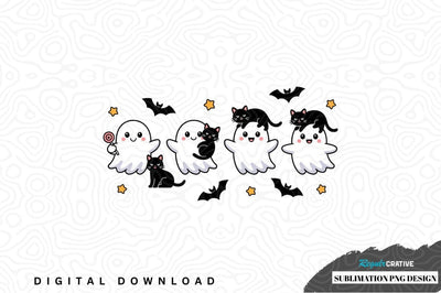 Cute halloween ghosts and cats sublimation png design Sublimation Regulrcrative 