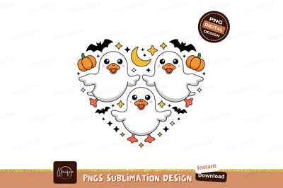 Cute Halloween Ghosts Pumpkins Bats Moon Stars image Sublimation Designangry 