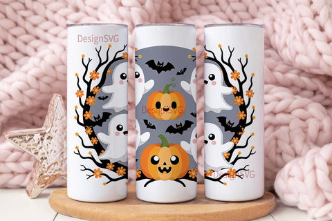 Cute Halloween Ghosts Tumbler Wrap Sublimation DesignSVG 