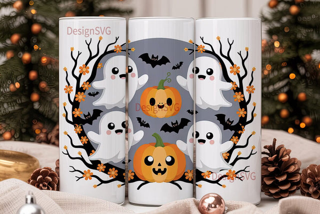 Cute Halloween Ghosts Tumbler Wrap Sublimation DesignSVG 