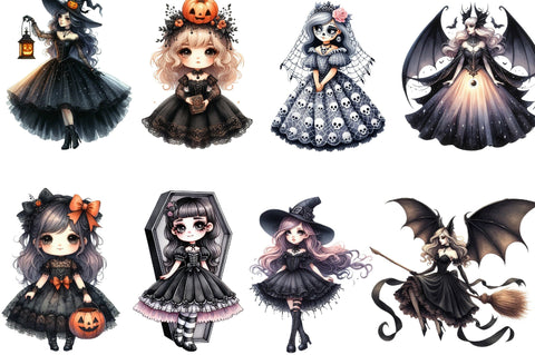 Cute Halloween Gothic Princess Clipart Sublimation SVGista 