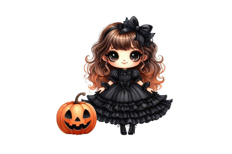 Cute Halloween Gothic Princess Clipart Sublimation SVGista 