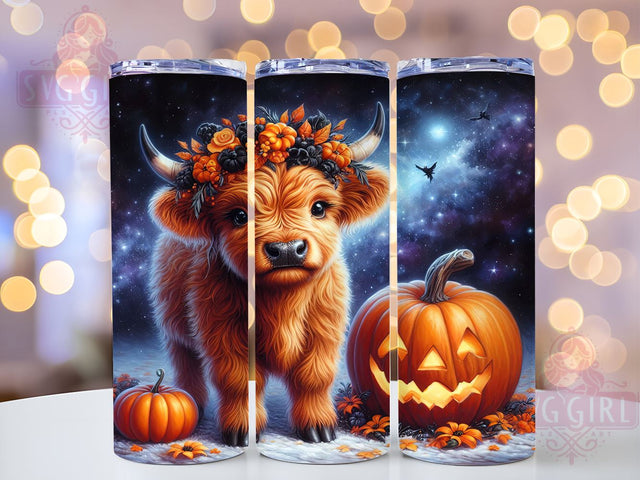 Cute Halloween Highland Cow 20oz Tumbler Wrap Sublimation Design, Straight Tapered Tumbler Wrap, Highland Cow Tumbler Png, Instant Digital Download Sublimation SvggirlplusArt 