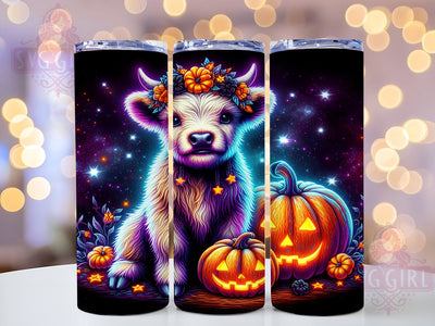 Cute Halloween Highland Cow 20oz Tumbler Wrap Sublimation Design, Straight Tapered Tumbler Wrap, Highland Cow Tumbler Png, Instant Digital Download Sublimation SvggirlplusArt 