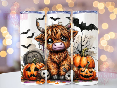 Cute Halloween Highland Cow 20oz Tumbler Wrap Sublimation Design, Straight Tapered Tumbler Wrap, Retro Halloween Tumbler Png, Instant Digital Download Sublimation SvggirlplusArt 