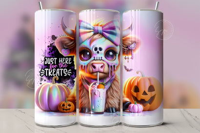 Cute Halloween Highland Cow Tumbler Wrap 20oz Skinny Sublimation Design Halloween Spooky PNG Halloween Face Mask Keepin It Spooky Digital Sublimation Syre Digital Creations 