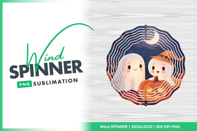 Cute Halloween Illustration with Ghosts Pumpkins Bats and Crescent Moon Sublimation Regulrcrative 