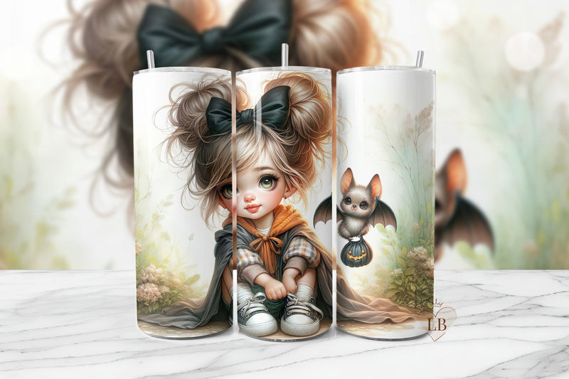 Cute Halloween Kids Tumbler Wrap PNG Sublimation BijouBay 