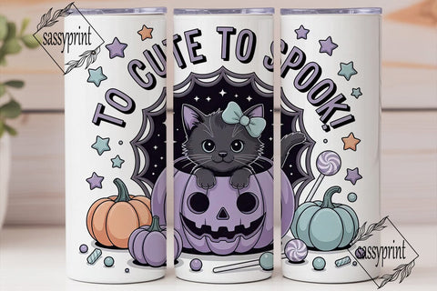 Cute Halloween Kitten 20oz Tumbler Wrap Sublimation sassyprint 