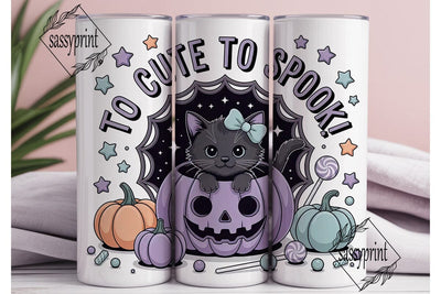 Cute Halloween Kitten 20oz Tumbler Wrap Sublimation sassyprint 