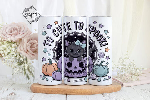 Cute Halloween Kitten 20oz Tumbler Wrap Sublimation sassyprint 