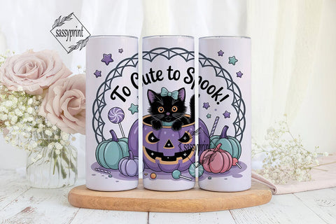 Cute Halloween Kitten 20oz Tumbler Wrap Sublimation sassyprint 