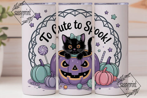 Cute Halloween Kitten 20oz Tumbler Wrap Sublimation sassyprint 