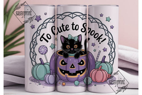 Cute Halloween Kitten 20oz Tumbler Wrap Sublimation sassyprint 