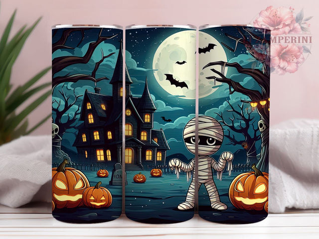 Cute Halloween Mummy 20oz Tumbler Wrap PNG, Spooky Tumbler Png, Straight & Tapered Tumbler Wrap, Instant Digital Download Sublimation Li Zamperini 