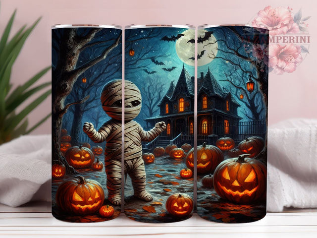 Cute Halloween Mummy 20oz Tumbler Wrap PNG, Spooky Tumbler Png, Straight & Tapered Tumbler Wrap, Instant Digital Download Sublimation Li Zamperini 