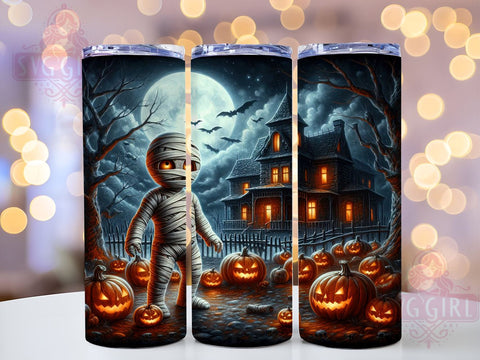 Cute Halloween Mummy 20oz Tumbler Wrap Sublimation Design, Straight Tapered Tumbler Wrap, Mummy Tumbler Png, Instant Digital Download Sublimation SvggirlplusArt 